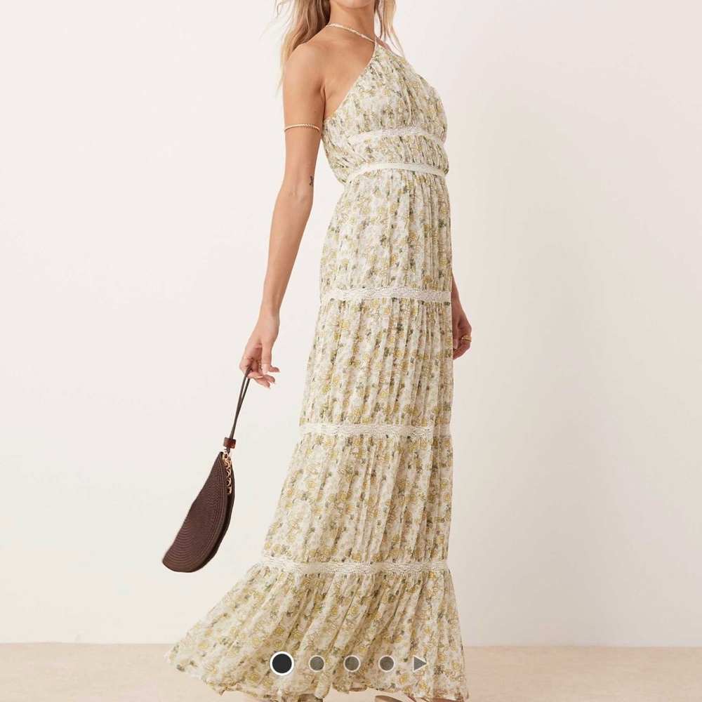 ASOS Green Floral Halter Maxi Dress